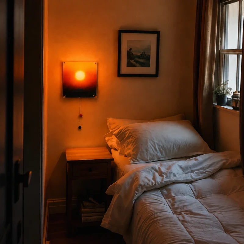 Sunset wall light on a bedroom wall