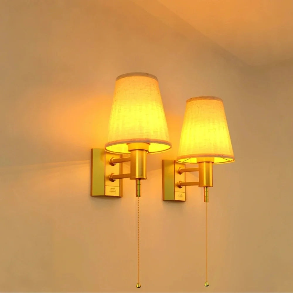 Battery wall lamp with fabric shade, product photo 1