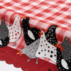 Red plaid rooster tablecloth with lace edge 6