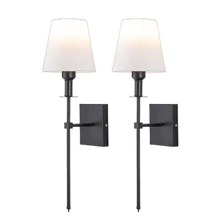 Battery operated wall sconce set of 2 with fabric shade 11