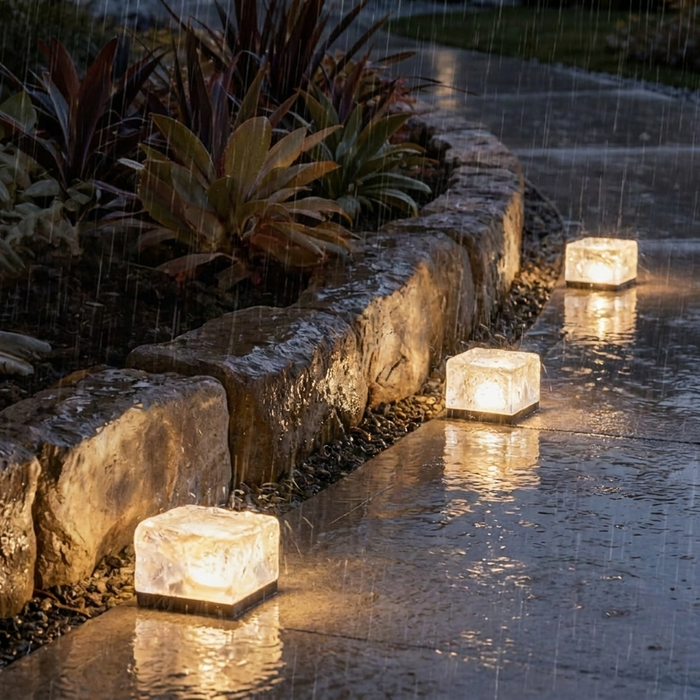 Ice Cube Solar Lights - Set of 4 Mount-Free Step Lights
