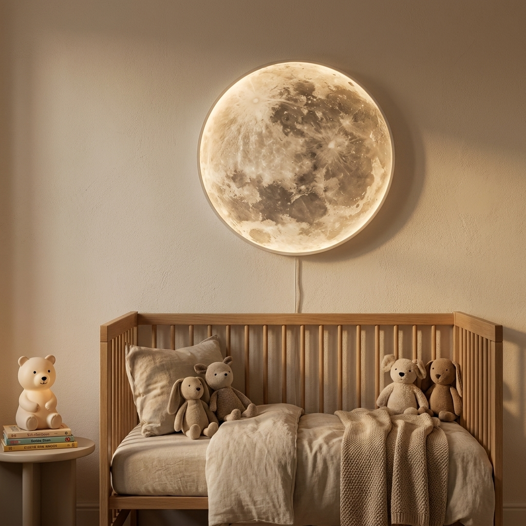Lunar moon wall sconce as a nursery nightlight