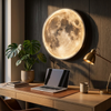 Lunar moon wall sconce above a home office desk