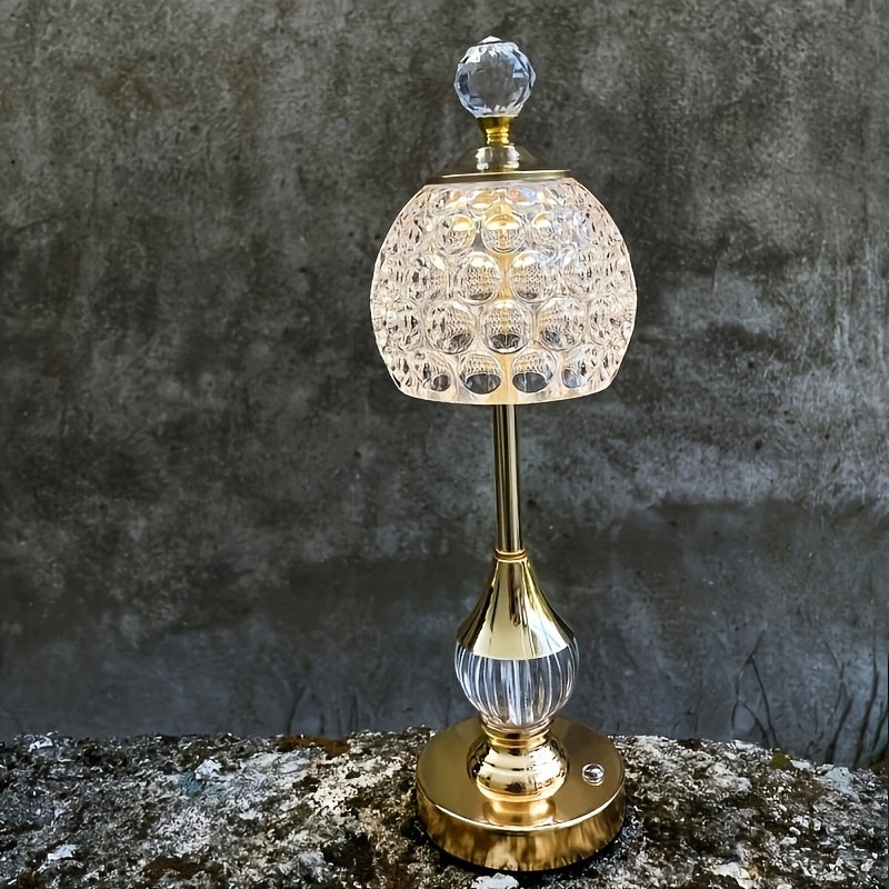 Gold art deco crystal lamp, cordless 1