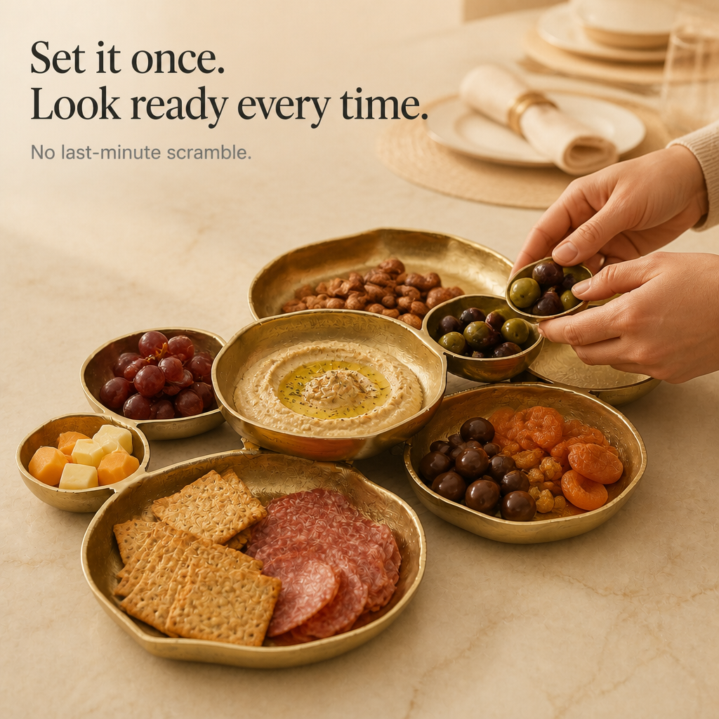 Gold nine bowl serving tray 6