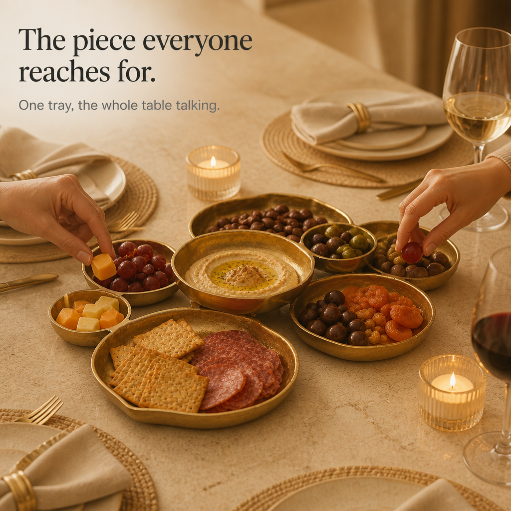 Gold nine bowl serving tray 7
