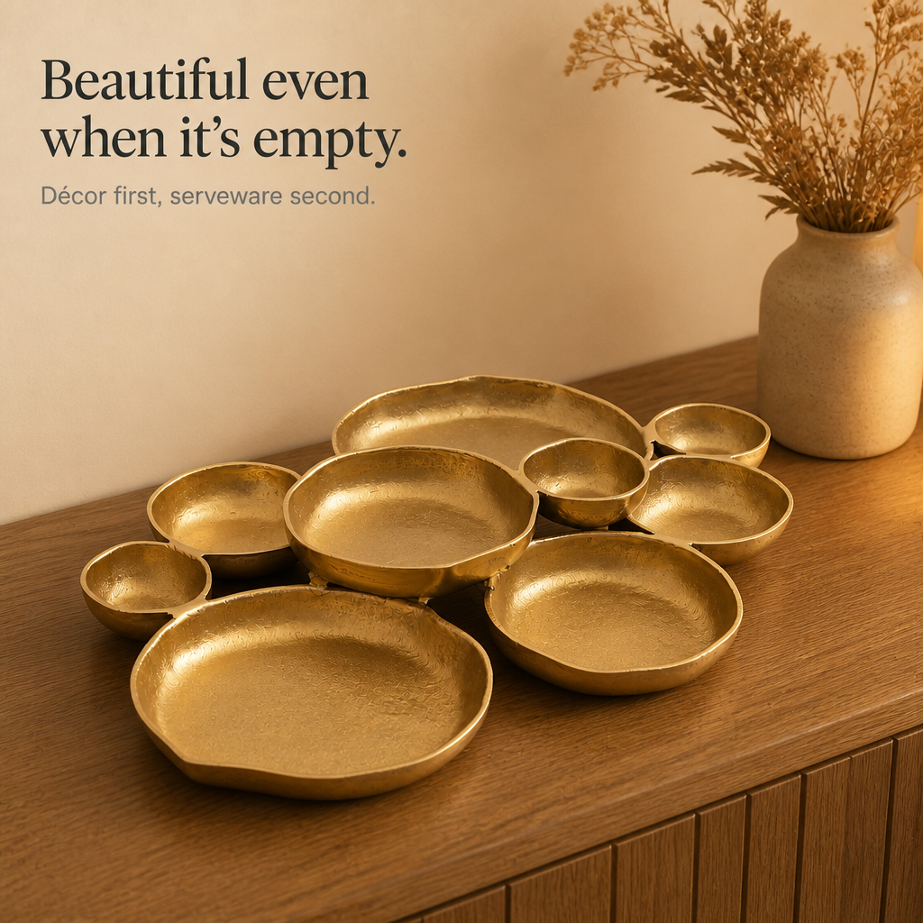Gold nine bowl serving tray 8