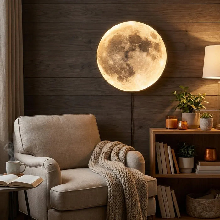 Lunar Wall Sconce - 9.4" Dimmable 3D Full Moon LED