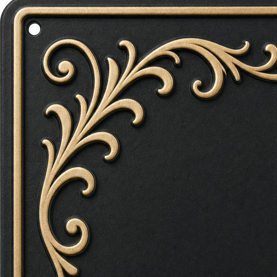Black embossed scroll metal blessing sign 5