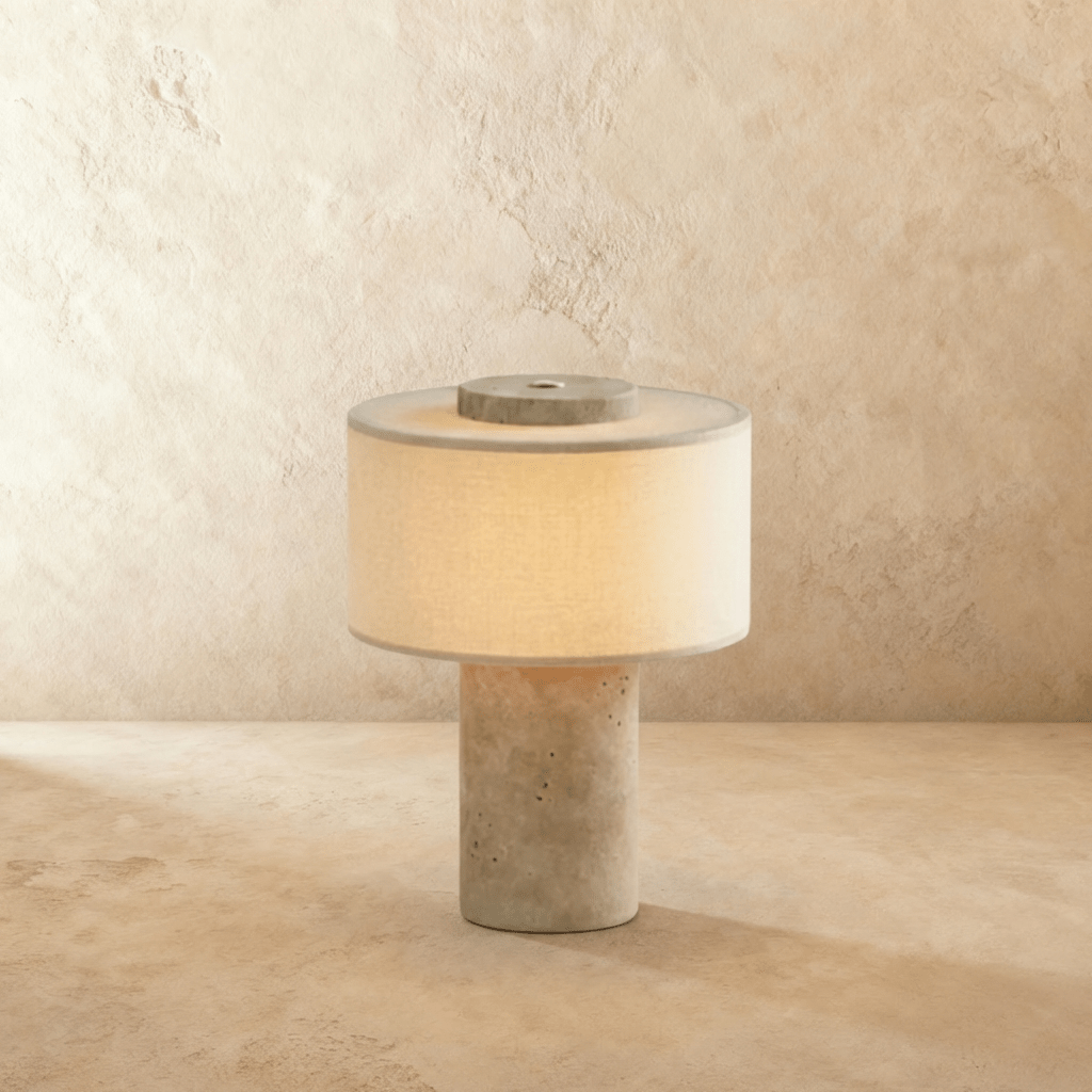 Travertine table lamp, cordless stone lamp, product photo 2