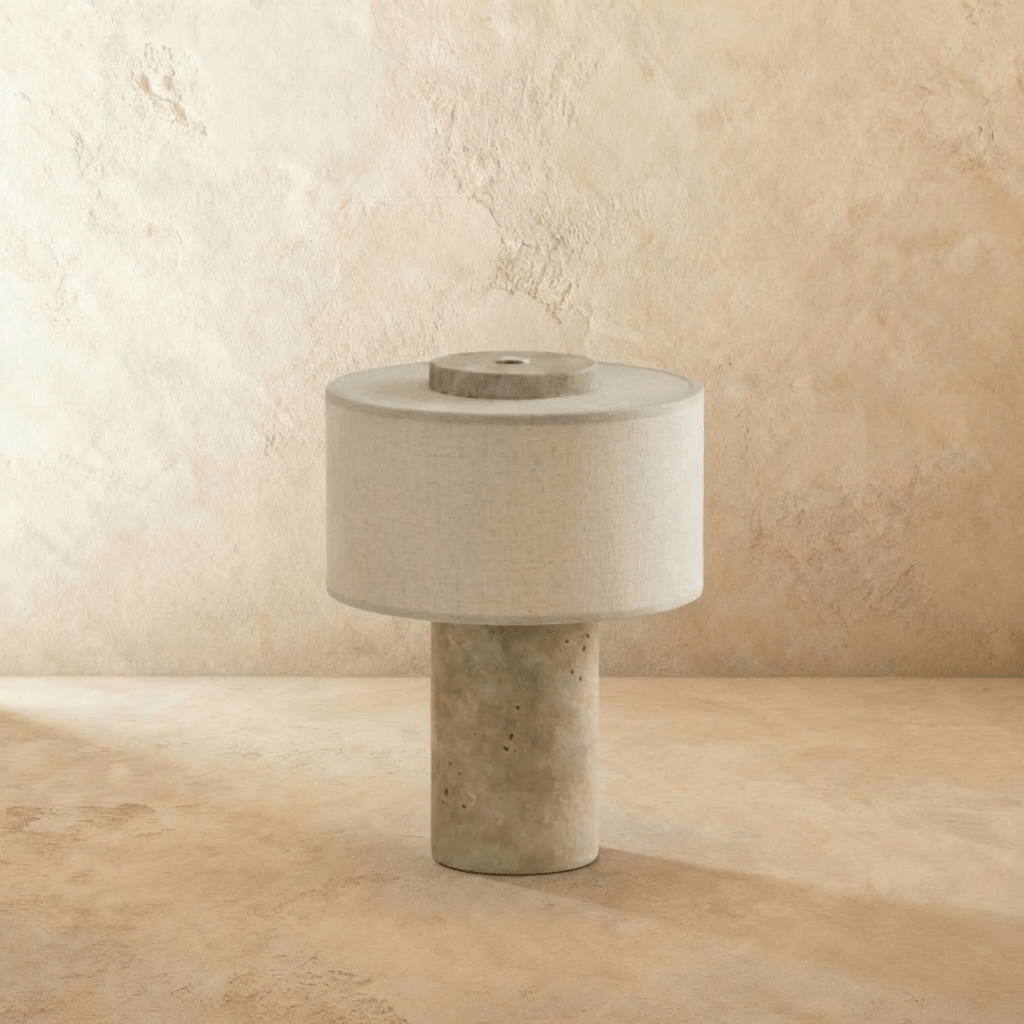 Travertine table lamp, cordless stone lamp, product photo 3