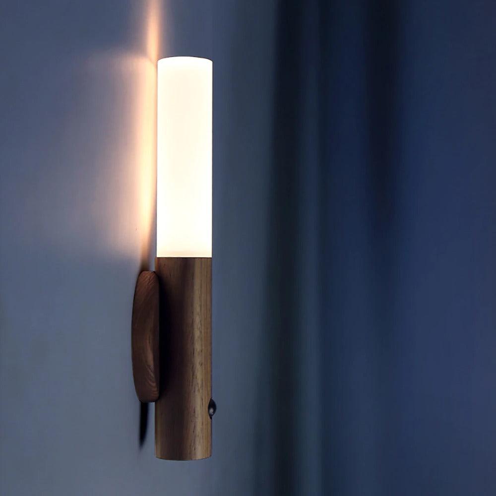 Wood wall sconce with motion sensor, rechargeable, product photo 4