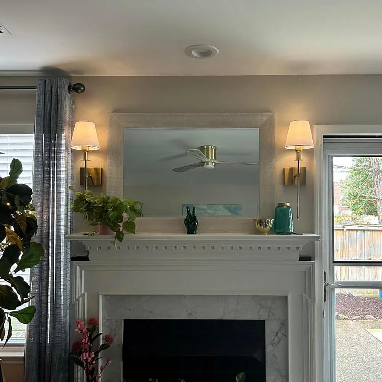 Battery operated wall sconce set of 2 with fabric shade 4