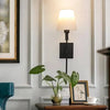 Battery operated wall sconce set of 2 with fabric shade 1