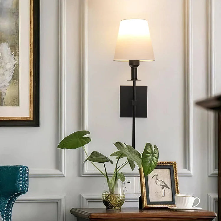 Battery operated wall sconce set of 2 with fabric shade 1