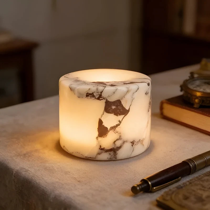 Marble table lamp, cordless rechargeable, product photo 1