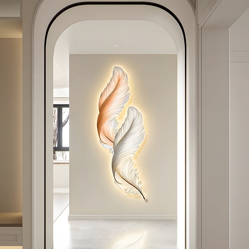 Wall art with lights, cordless feather wall art, product photo 4