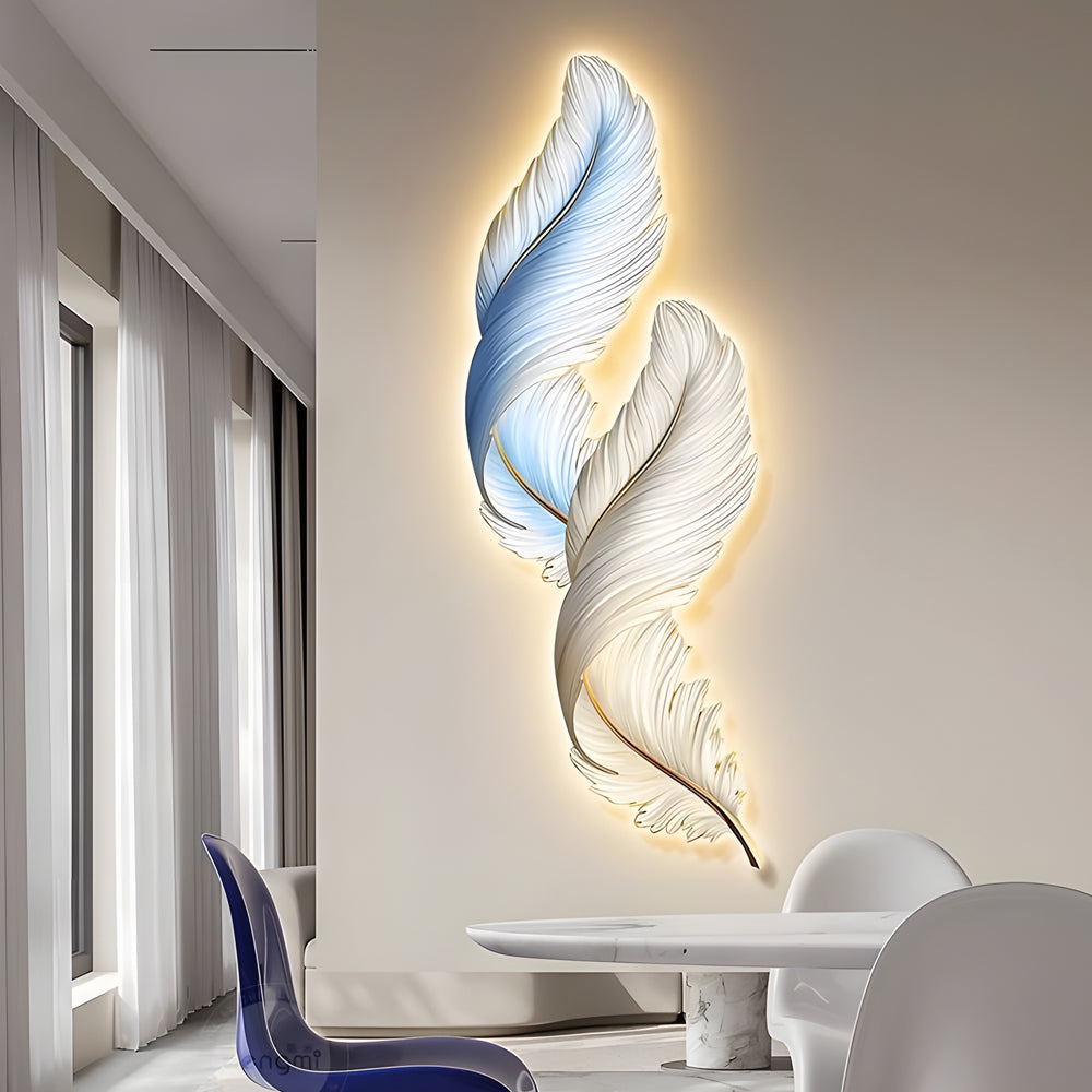 Wall art with lights, cordless feather wall art, product photo 2