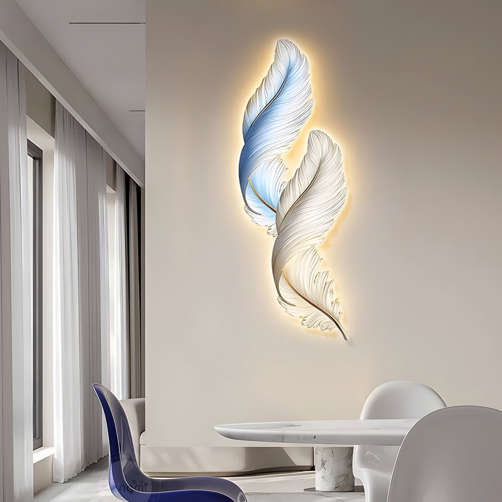 Wall art with lights, cordless feather wall art, product photo 6