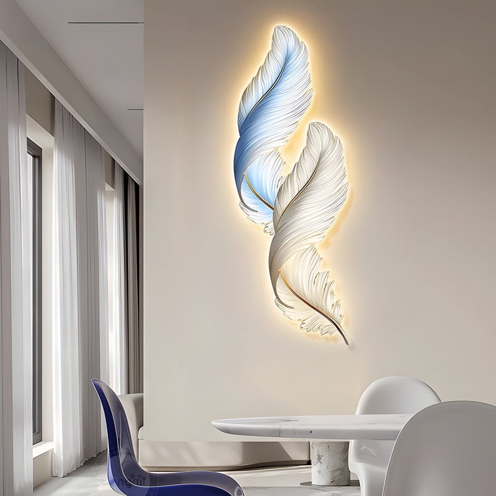 Wall art with lights, cordless feather wall art, product photo 5