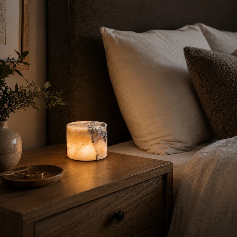 Marble table lamp, cordless rechargeable honey marble lamp