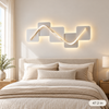 47.2 inch geometric LED wall art above a queen bed