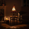 Witch hat stained glass table lamp in a living room