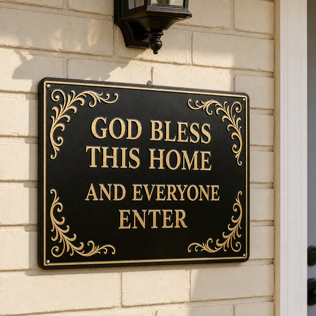 Black embossed scroll metal blessing sign 1