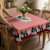 Red plaid rooster tablecloth with lace edge 2