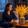 Lighted wheat centerpiece lamp in ceramic vase 1