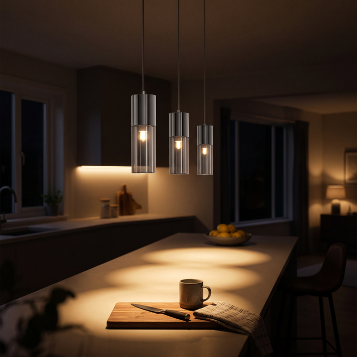 Mini Pendant Light - Smoked Glass Kitchen Island Ceiling Light