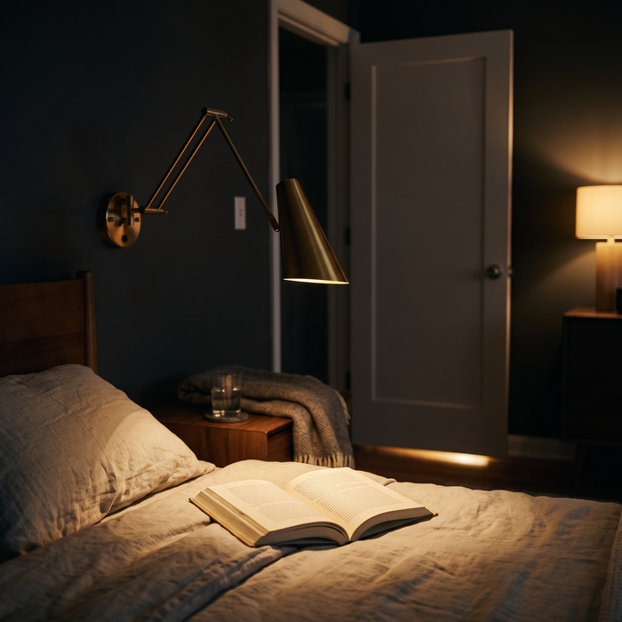 Swing Arm Wall Sconce - Adjustable LED Bedside Reading Light