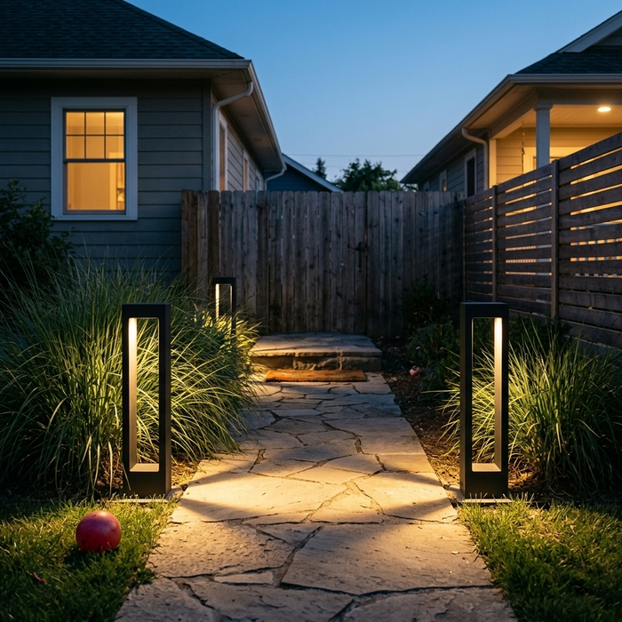 Bollard Lights Outdoor - Modern Rectangular LED Pathway Light