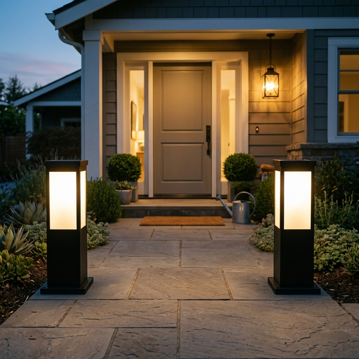 Solar Path Lights Outdoor - Square LED Walkway Light, Remote
