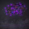 3D bat wall decor with purple LED backlight on a dark wall
