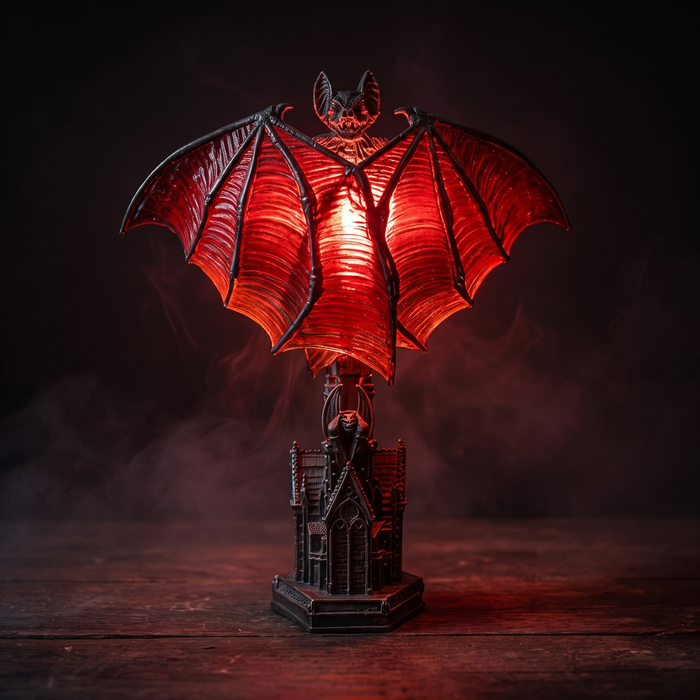 Bat Lamp, Halloween LED Table Light, Stained Glass Style