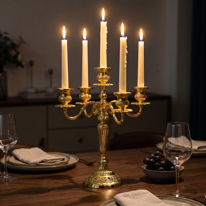 Gold Candelabra, 3 or 5 Arm Taper Candle Holder, 8 Finishes