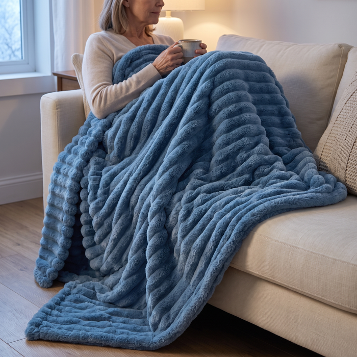 Plush Throw Blanket, Soft Faux Fur Fleece Throw for Couch and Bed, 3 Sizes, 4 Colors