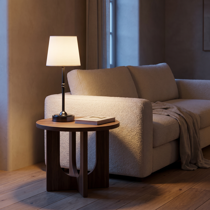 Cordless Table Lamp with Shade, Rechargeable Battery Operated Lamp with Linen Shade, 15 Inch