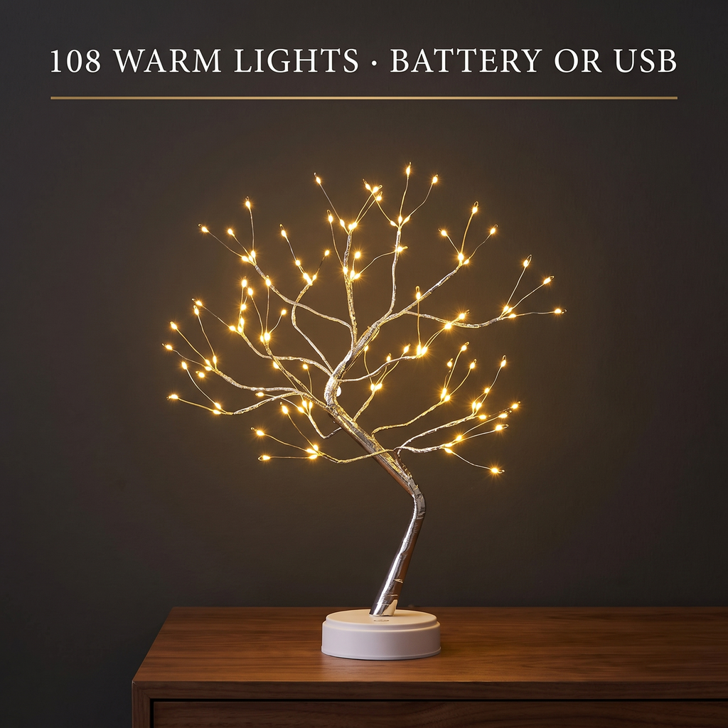 Bonsai tree light, 108 warm lights, battery or USB