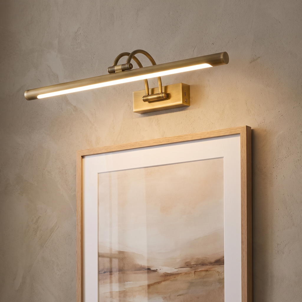 Large picture light 22 inch in brass, lit above framed art