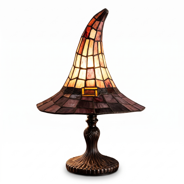 Witch Hat Lamp, Stained Glass Style Halloween Table Lamp