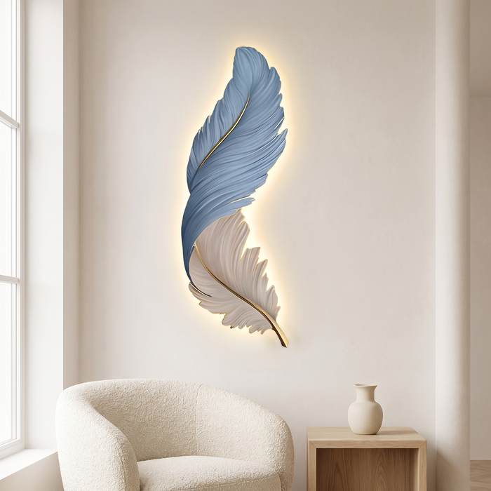 LED Wall Art, Feather Wall Light with Remote, 4 Sizes