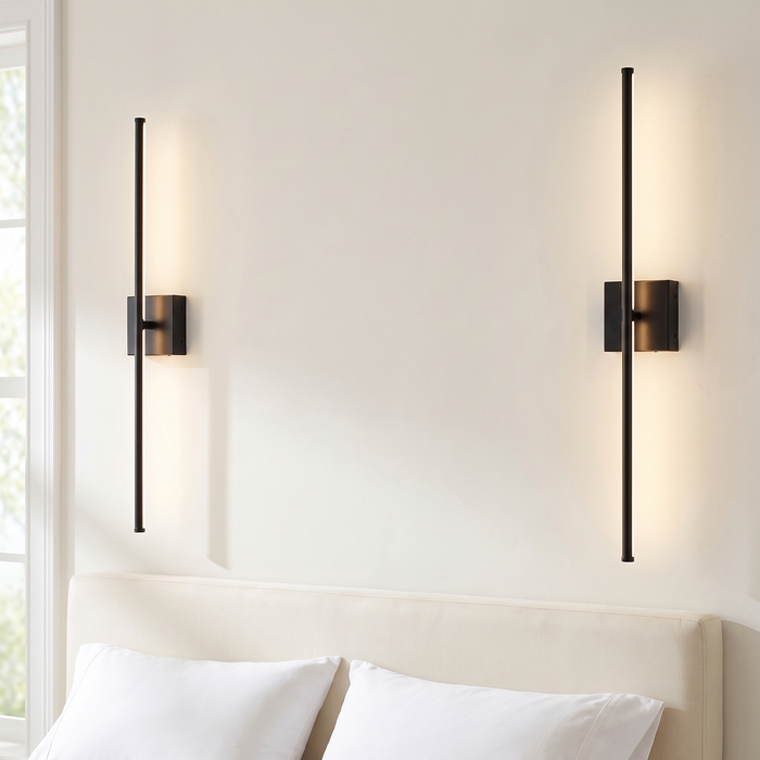 Battery Operated Wall Sconces Set of 2, Linear LED Bar Lights