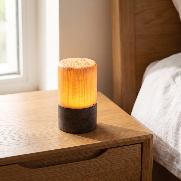 Wooden Lamp, Cordless Wood Table Lamp with Touch Control, 3 Shapes