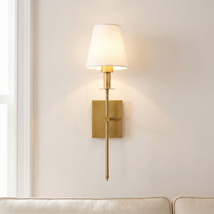 Vintage Brass Wall Sconce, Battery Operated, Square or Round
