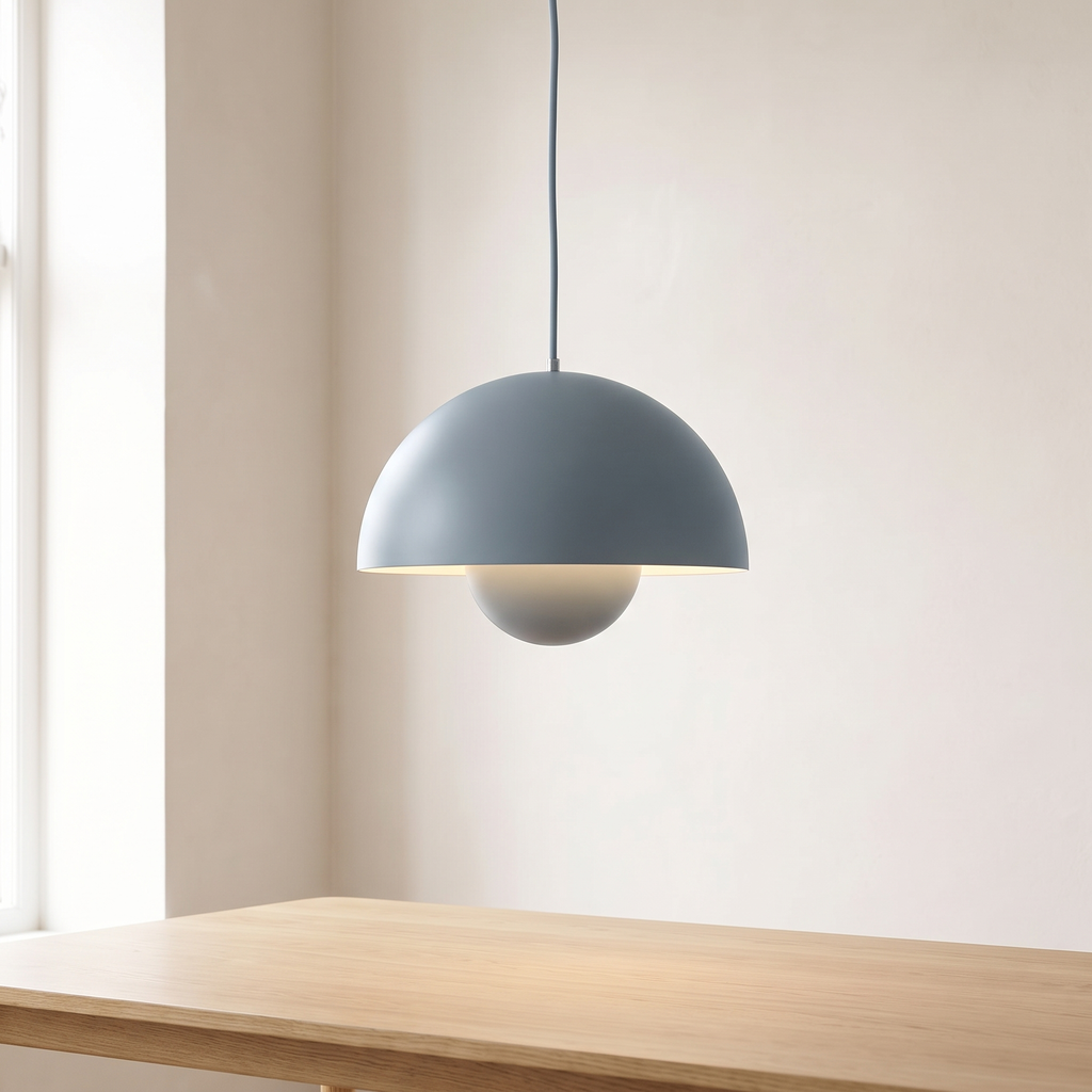 Flowerpot pendant light, kitchen island dome pendant, stone blue