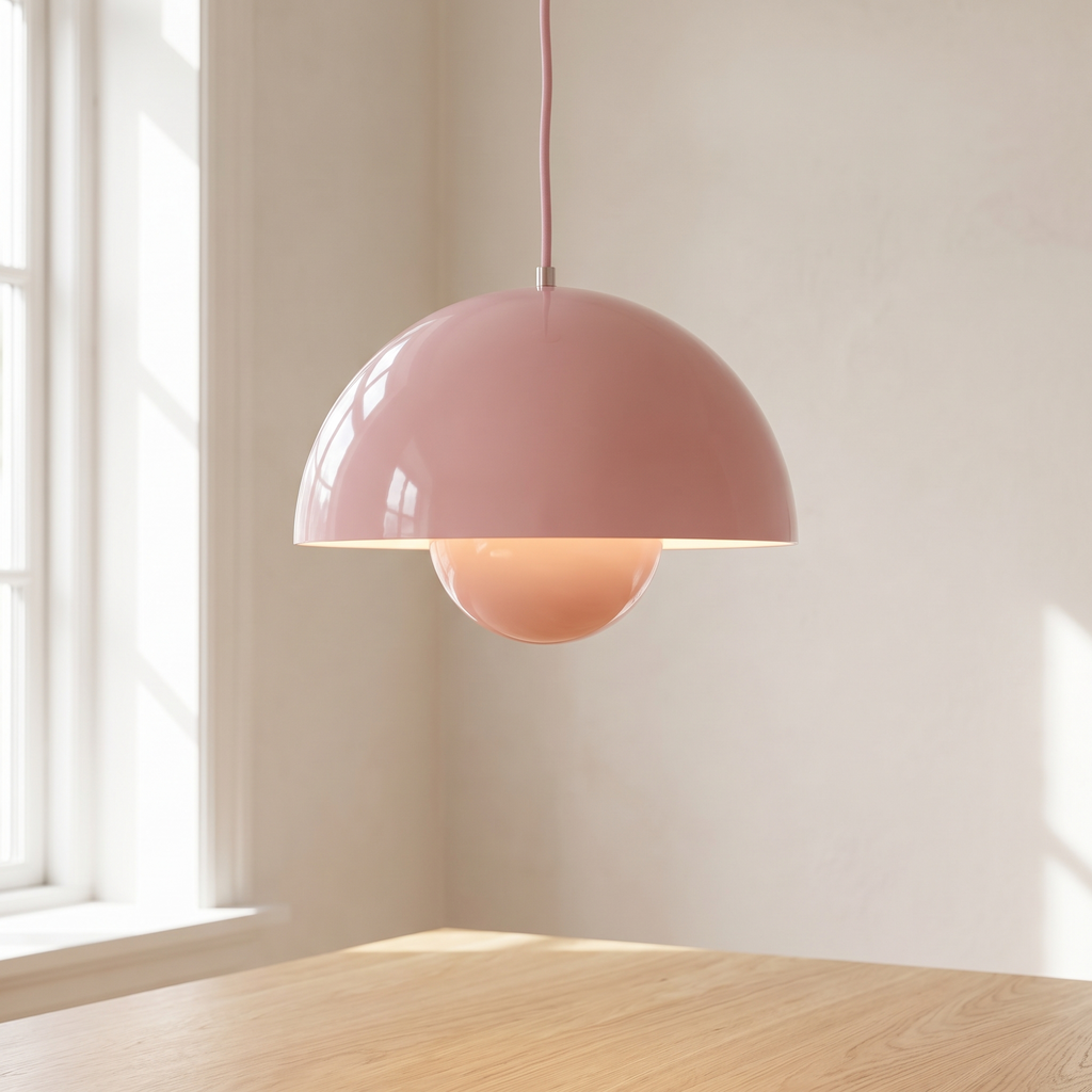 Flowerpot pendant light, kitchen island dome pendant, pink