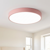 Modern flush mount ceiling light, round LED, pink rim