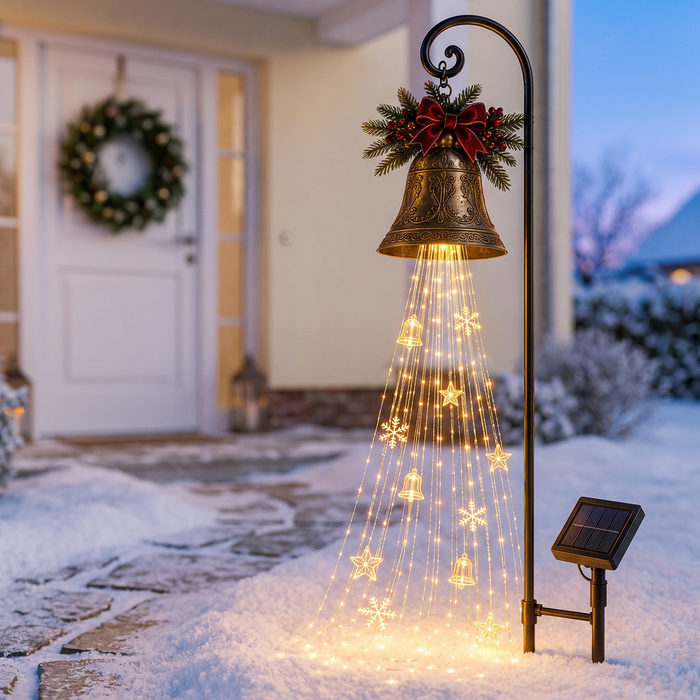 Christmas Bell Decorations, Solar Bell Yard Light with Cascade